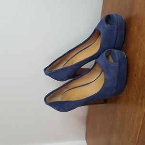 Coach Suede Peep Toe Pumps